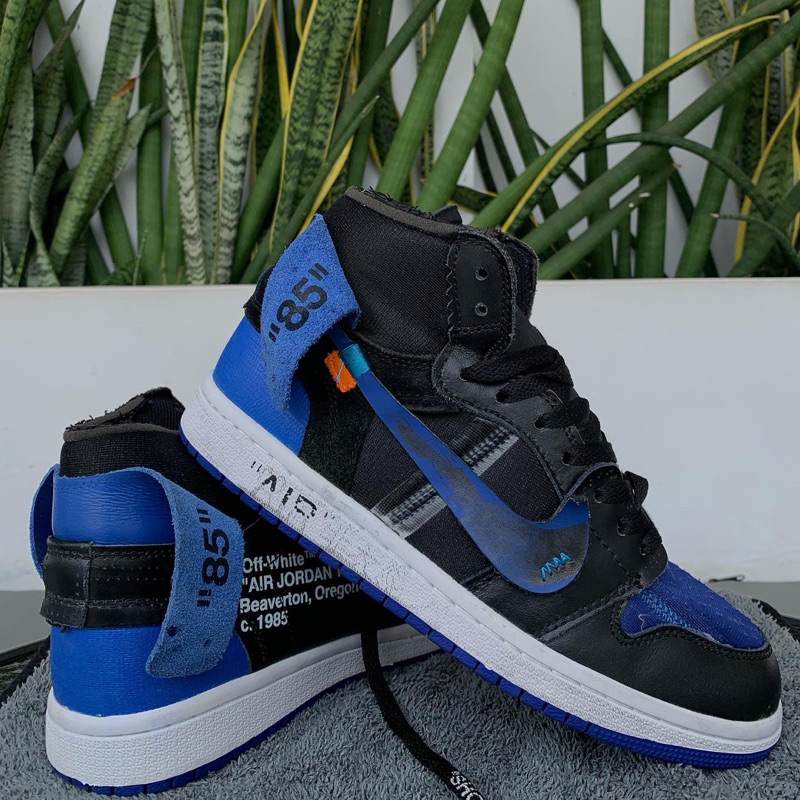 Off White x Air Jordan 1 Black Royal Blue White 40/25