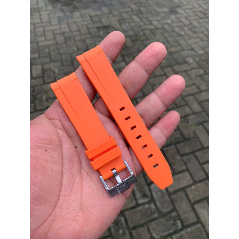 Strap Tali Jam Tangan Rolex Rubber Oren Size 20mm