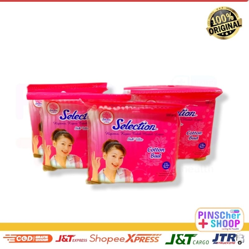 Cotton Bud Selection isi 100 / 180 Pcs Kapas Pembersih Telinga Baby