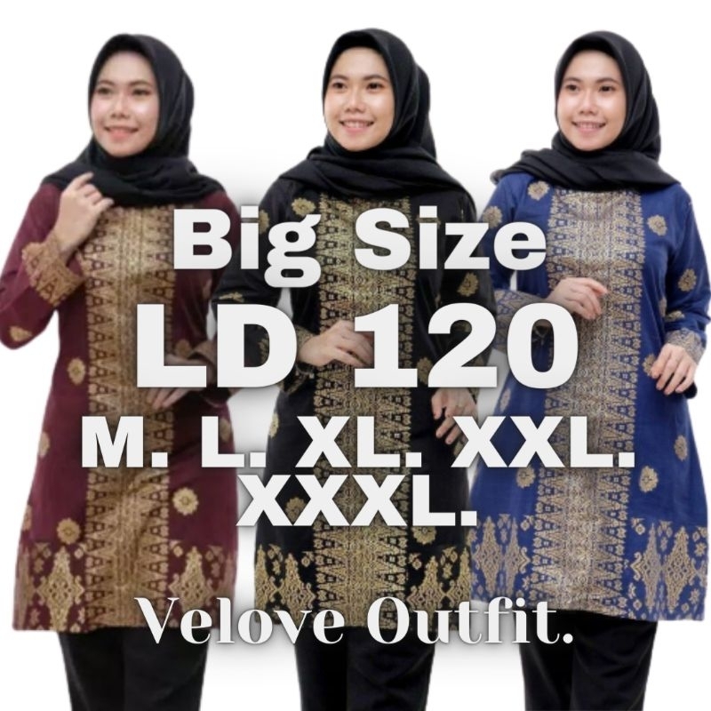 ATASAN BATIK WANITA JUMBO LD 120 | TUNIK | BATIK LD 120 | BAJU BATIK WANITA BIG SIZE | KEMEJA BATIK 
