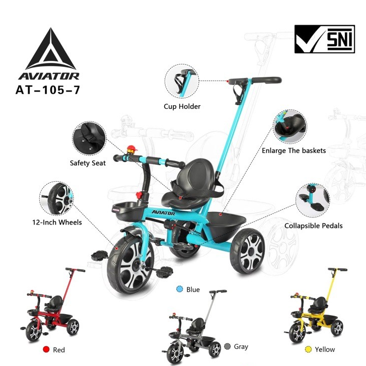 Sepeda balita roda tiga aviator AT 105-7 AT 7711 cupid 1901 icycle sepeda anak roda tiga tricycle baby stroller kereta dorong anak bayi dorongan anak bayi i cycle AT105-7 AT7711 ET1265 ET 1265 ET1267 ET 1267 AT7705 AT 7705 AT7702 AT 7702 AT7713 AT 7713