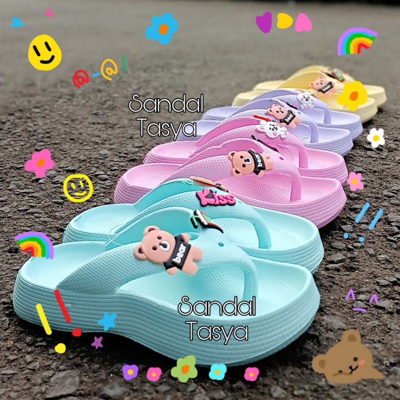 Sandal Jepit Fuji Karet Anak Perempuan Karet Karakter Beruang Fashion Korea Sol Tinggi Umur 2 3 4 5 Tahun Terbaru