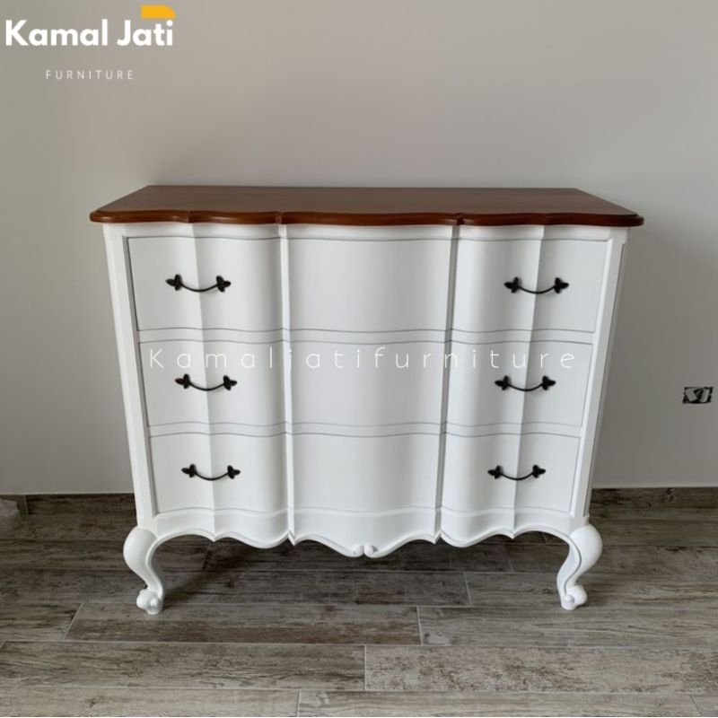 Bufet Duco Putih Clasik / Cabinet Jati Ukir Jepara