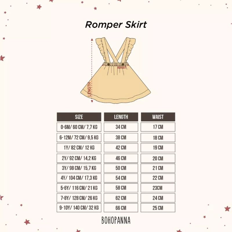 Bohopanna Romper Skirt 0 Bulan s/d 2 Tahun - Rok Anak Boho Baby