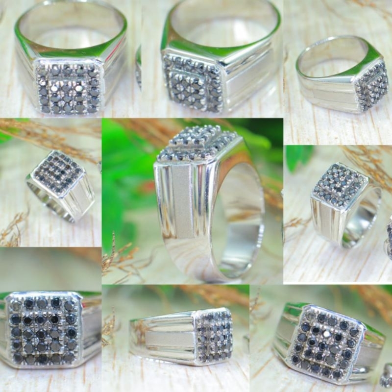 cincin pria full berlian hitam discon10% harga pengrajin free box dan free memo lab /bukti  keaslian