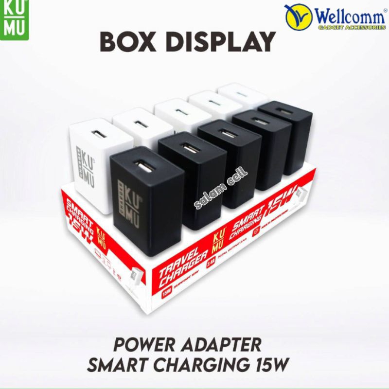 Charger Wellcomm KuMu 15W Smart Charging Original Garansi