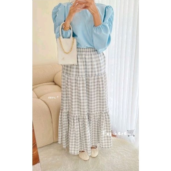 Meisa Skirt / Rok Kotak katun jepang original/ Rok Korean Stylish/Rok susun rempel /Rok Kerja Stylis