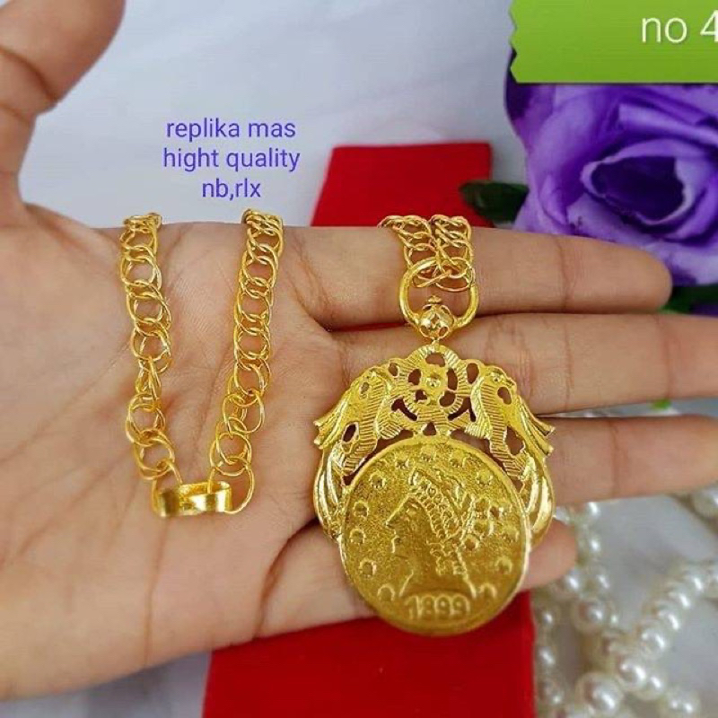 kalung koin rupiah replika emas london aksesoris kalung mewah