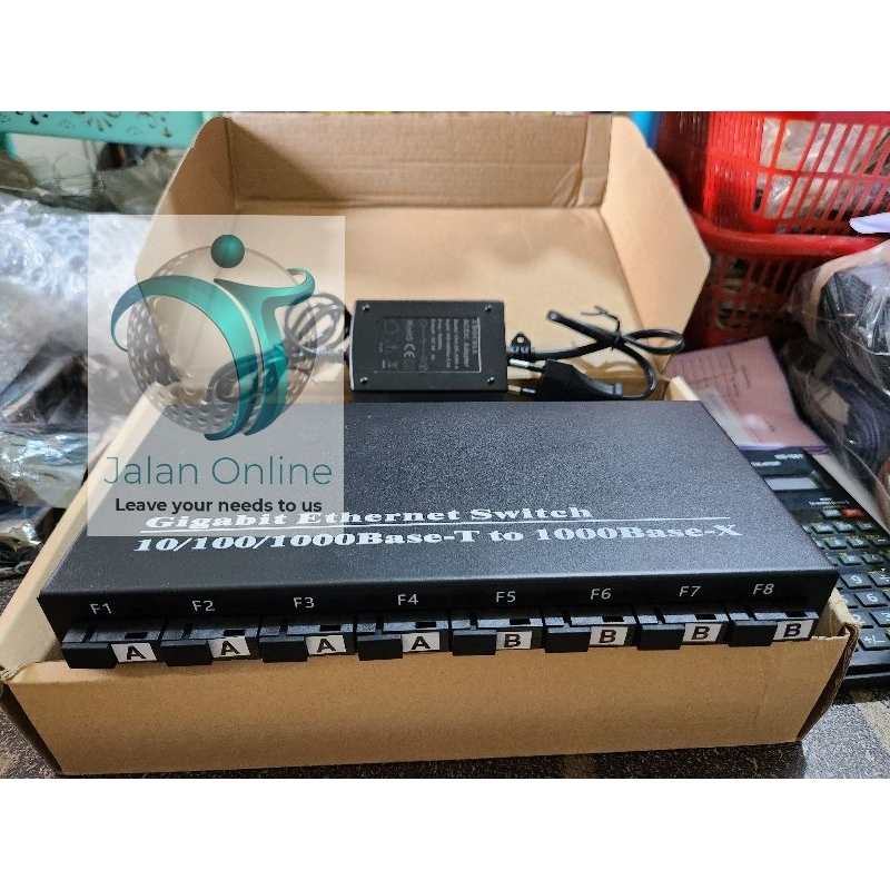 Media Converter Ethernet Fiber Switch 8 Port FO SC 8FO 2Lan