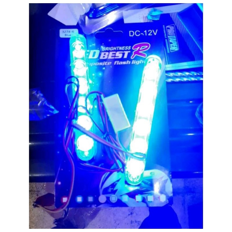 Lampu LED kolong DRL blitz 6 mata LED motor mobil