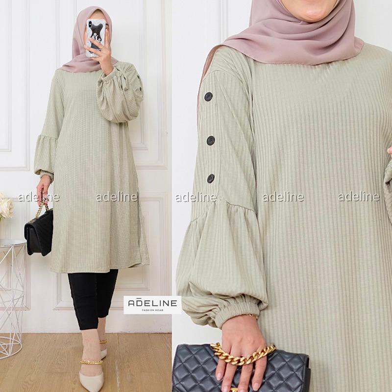 Rimela Tunik - Tunik Kaos Rajut Tulip Tangan Balon / 538-7199