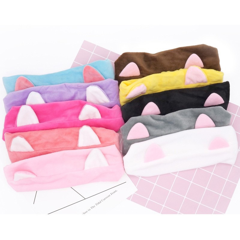 {instant COD MEDAN TERMURAH} Headband Bandana Mandi / Bando Rambut Bentuk Kuping Kucing / Hairband Facial Import Korea / Korean Style Fashion