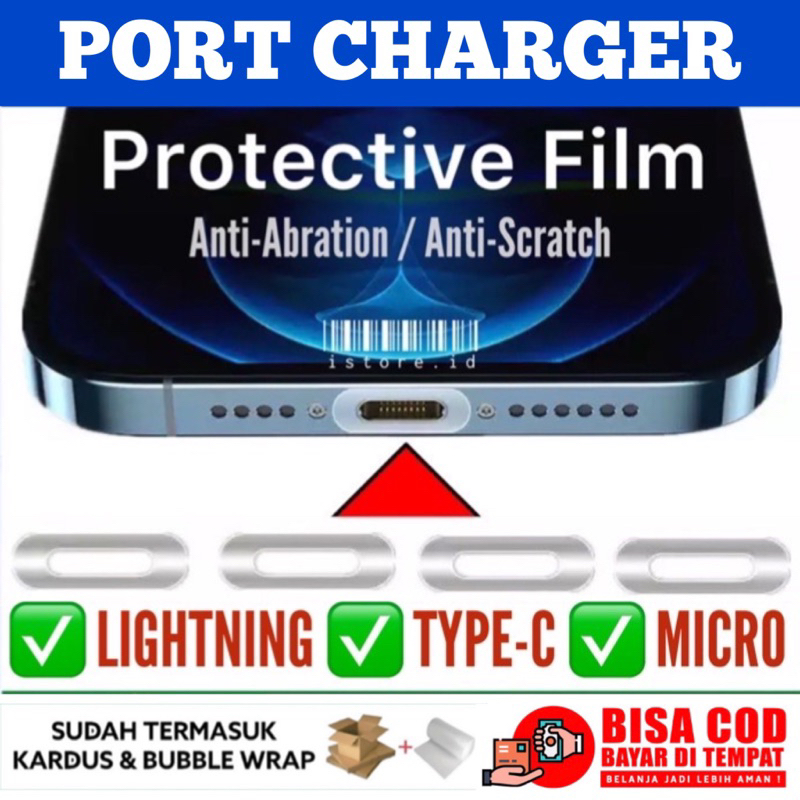 [COD] (Free: Tools+Sticker) Anti Gores Charging Port Lightning / Type C / Micro Protector Stiker Lub