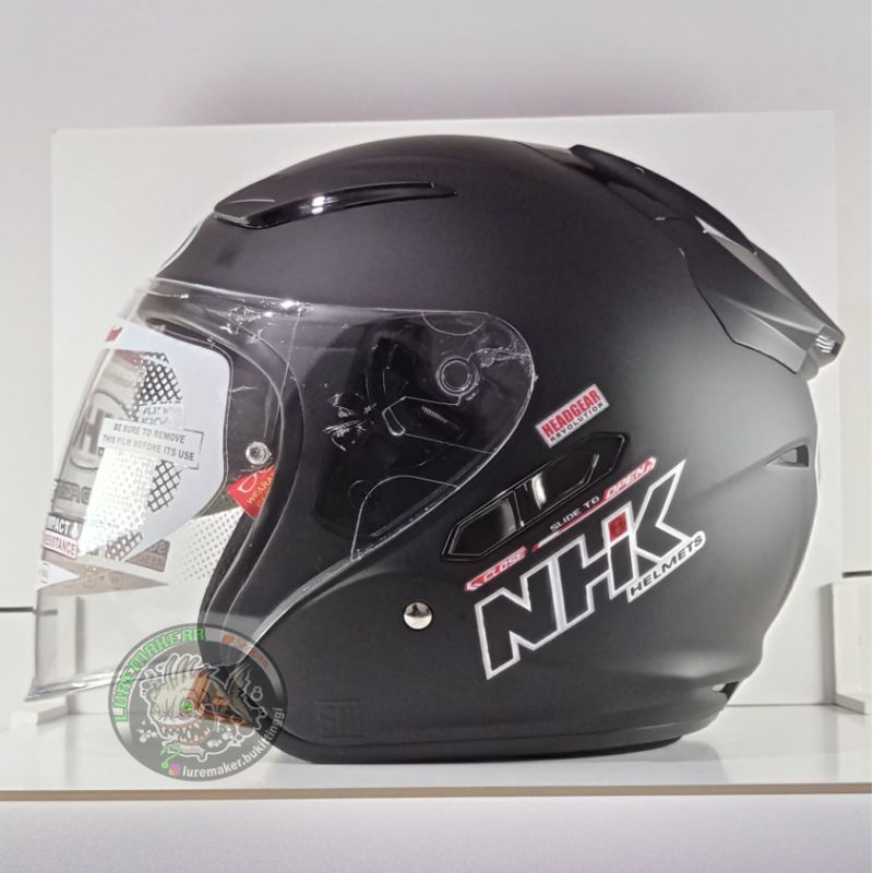 HELM NHK R1 SOLID BLACK DOFF RED DOFF BLACK YELLOW