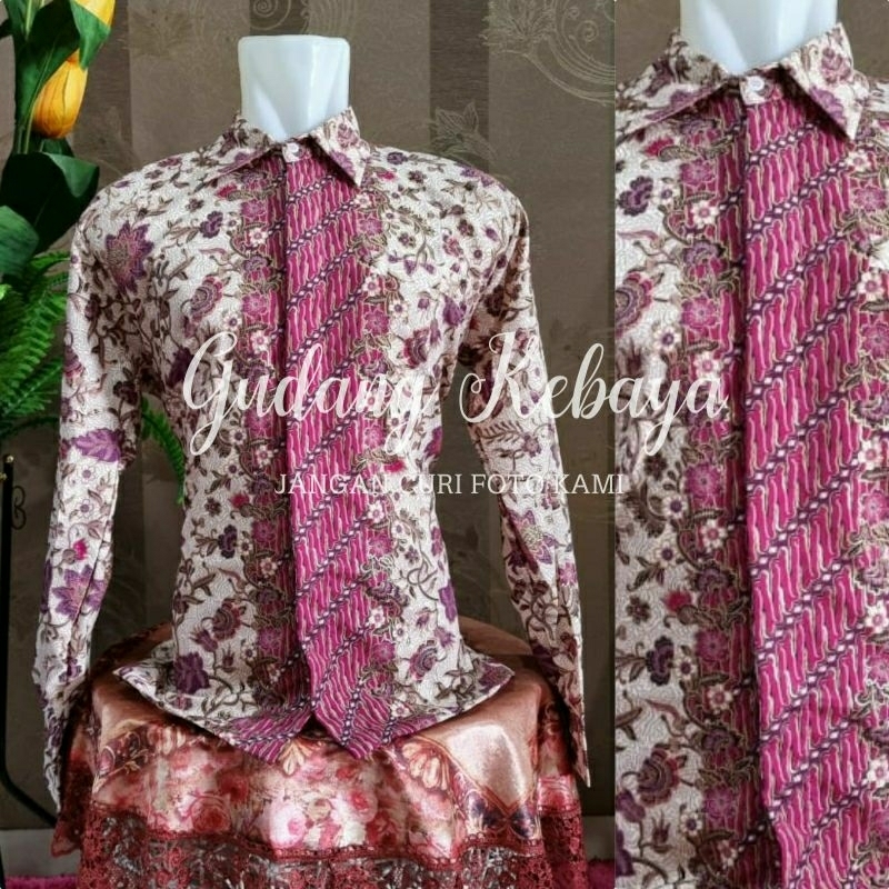 Batik pria lengan panjang/kemeja batik/kemeja batik pria lengan panjang/tanjung pink