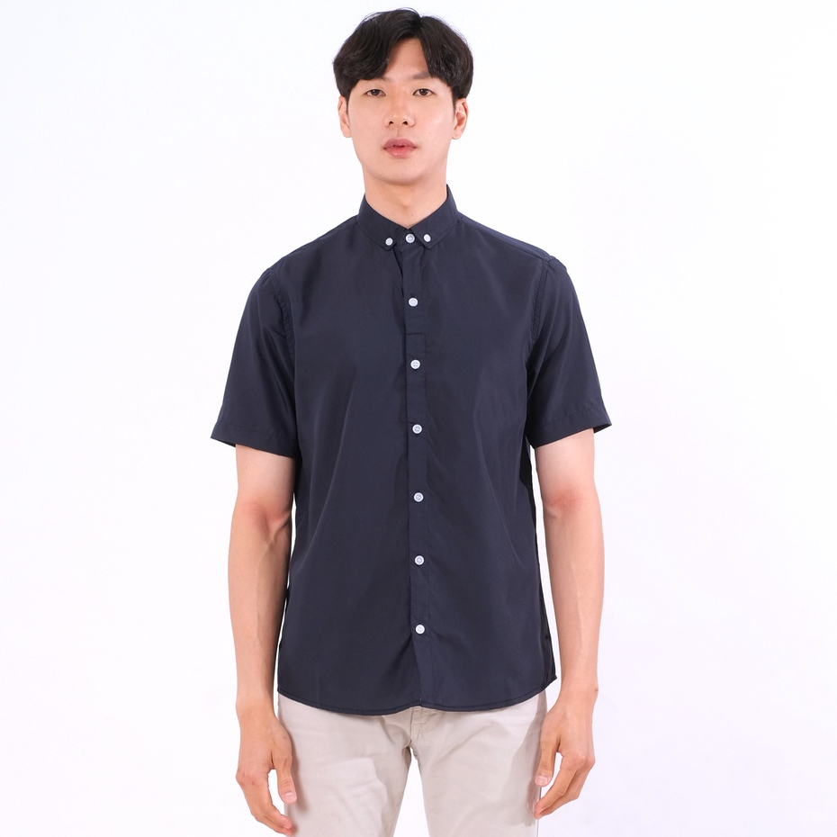 SANVANINA Kemeja Basic Navy Polos | Kemeja Pria Slimfit | Kemeja Pendek | Kemeja Formal Navy E-1464C