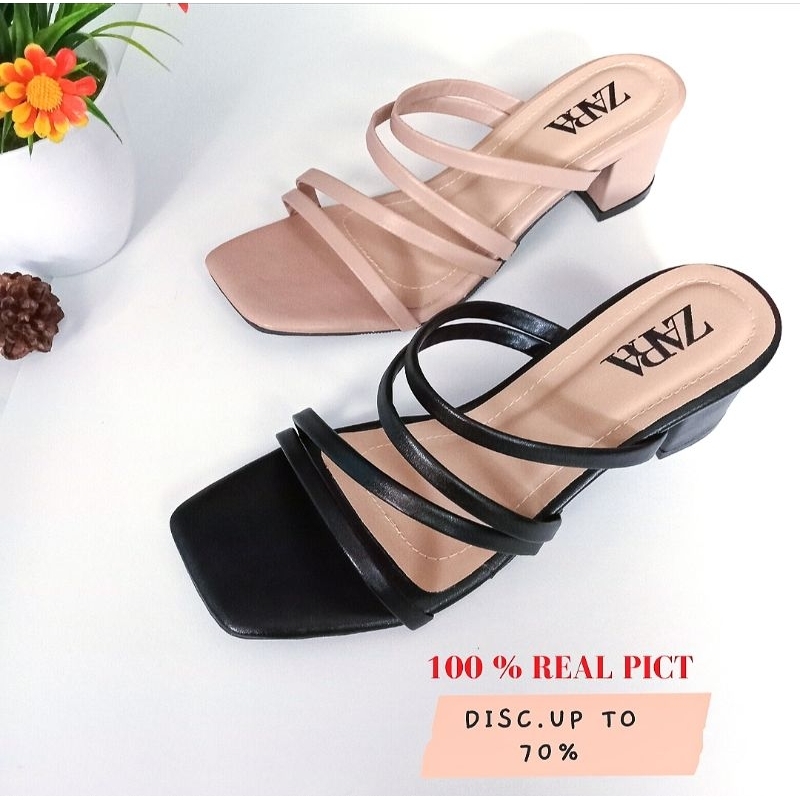 Sandal Wanita ZARA high heels tinggi hak 5cm sandal wanita heels terbaru