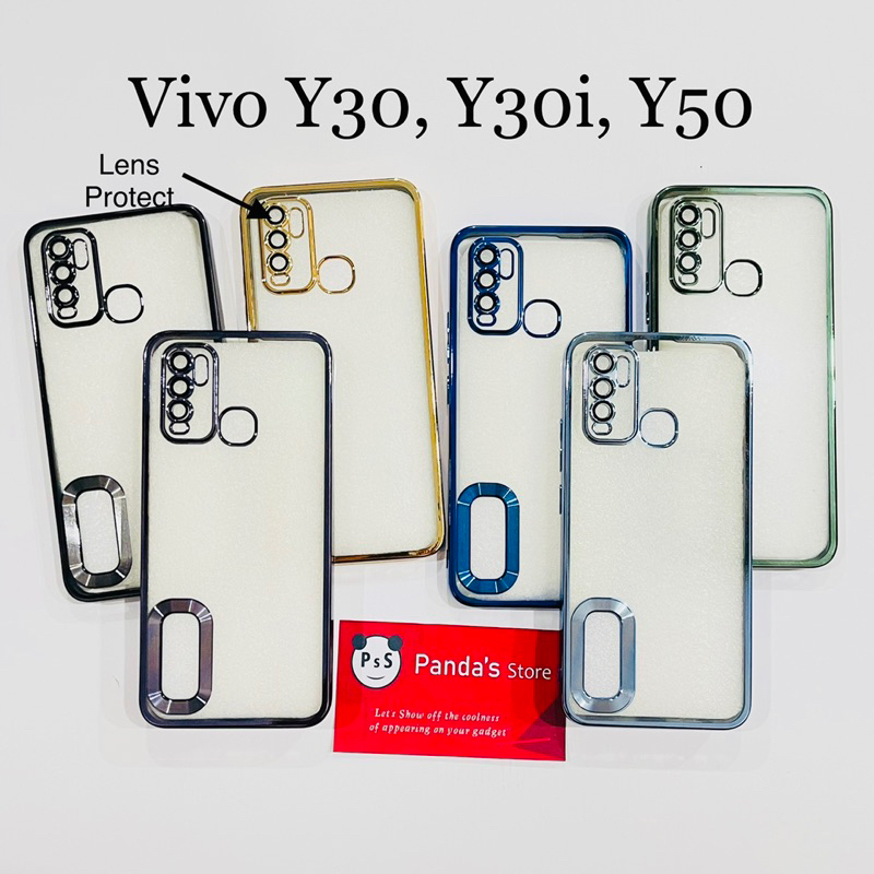 Softcase Vivo Y30, Y30i, Y50 Lens Protector Circle Chrome Logo Clear Case