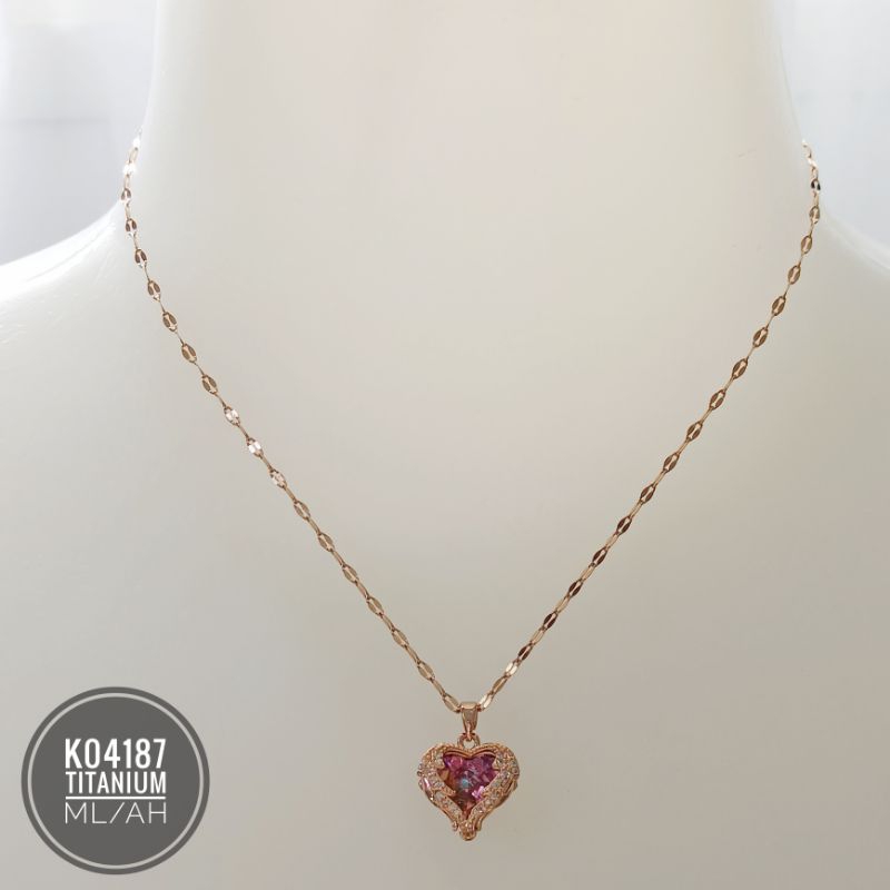 Kalung Titanium Love Diamond permata K04187