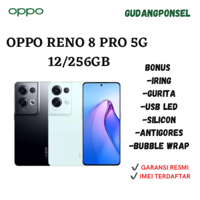 OPPO RENO 8 PRO 5G RAM 12/256GB GARANSI RESMI + BONUS