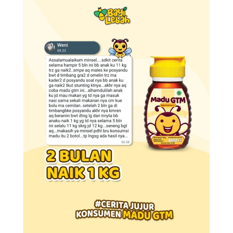 MADU GTM 150gr | MADU Penambah Nafsu Makan | Madu Original 100% | Madu Anak dan Bayi