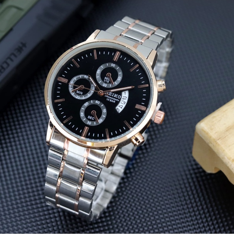 Jam Tangan Elegant Wanita Seiko Chrono Variasi Tanggal Aktif Strap Rantai