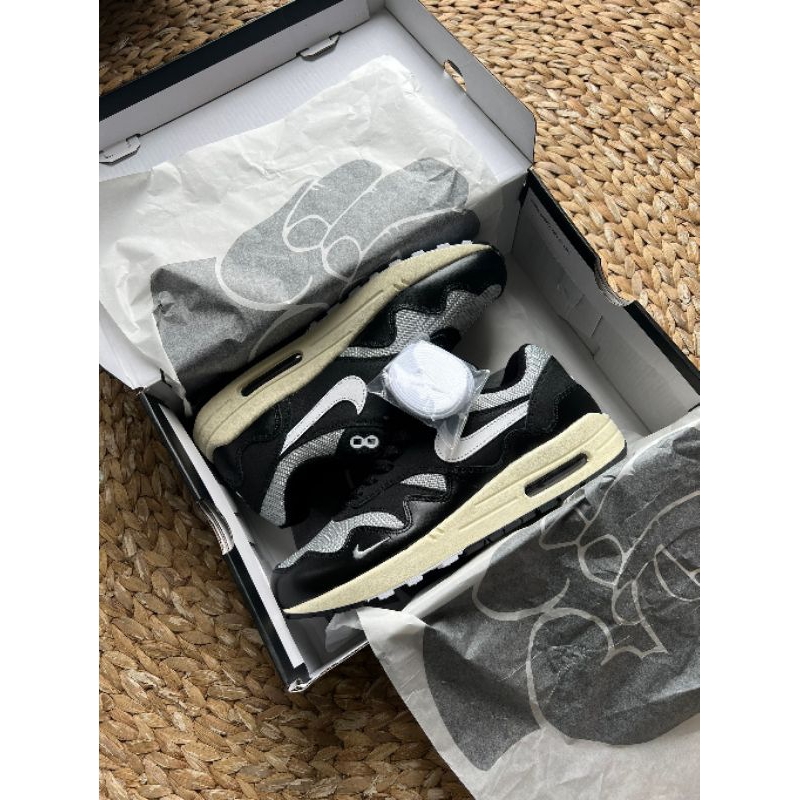 Nike Airmax 1 x Patta Black Metalic Silver (Original Material 100%)