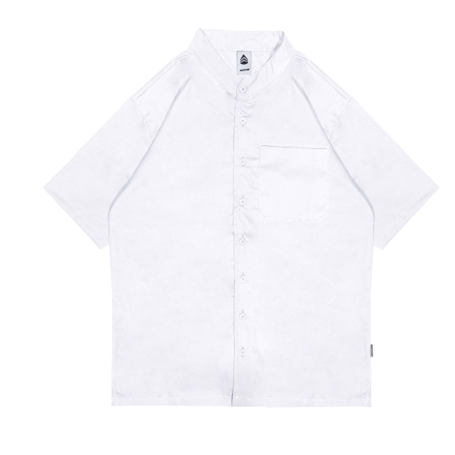 Predecessors Taf  Kemeja Pria Basic Polos Lengan Pendek Kerah Sanghai Chashirt#6 White