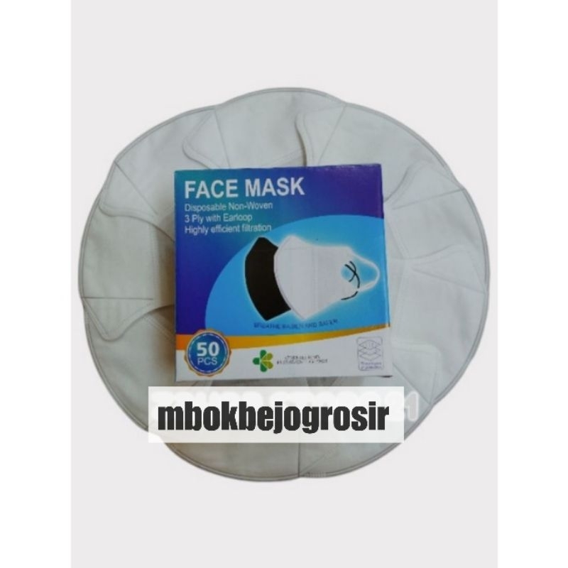 Masker Duckbil  Earloop 50Pcs Murah 1Box Putih Hitam