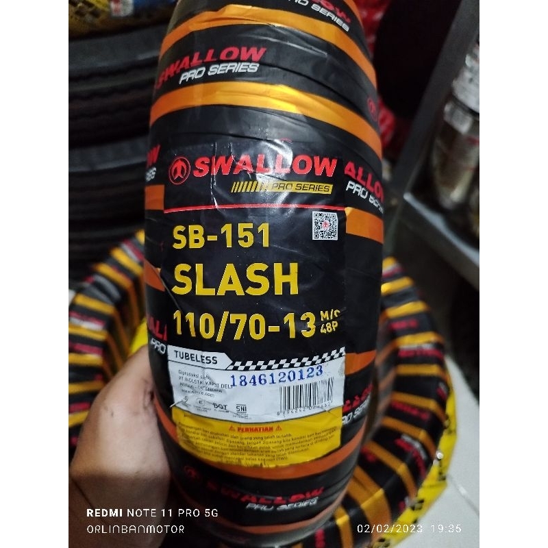 Ban Swallow Slash 110/70-13 Tubles - Ban Depan Yamaha Nmax/Ban Depan Soft Compond Nmax