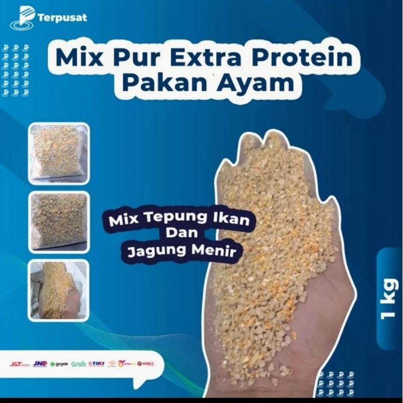 Per 1 kg Pakan Ayam Mix Jagung menir + Tepung ikan + Pur ayam