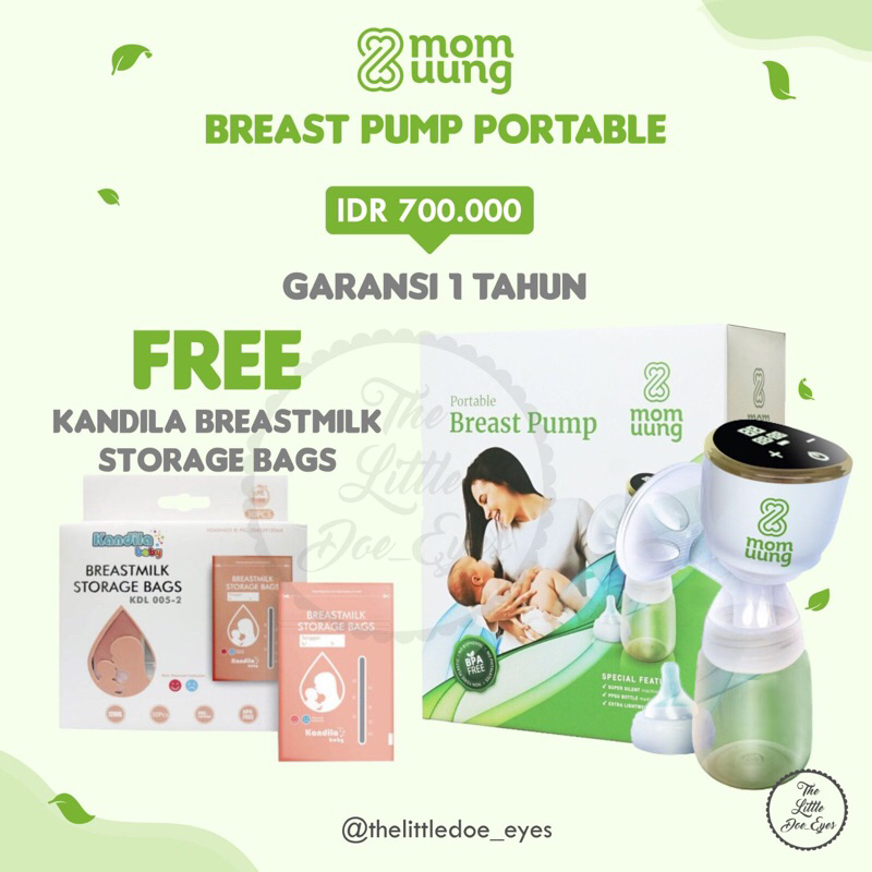 Mom Uung Breast Pump Portable Elektrik Super Praktis FREE KANTONG ASI