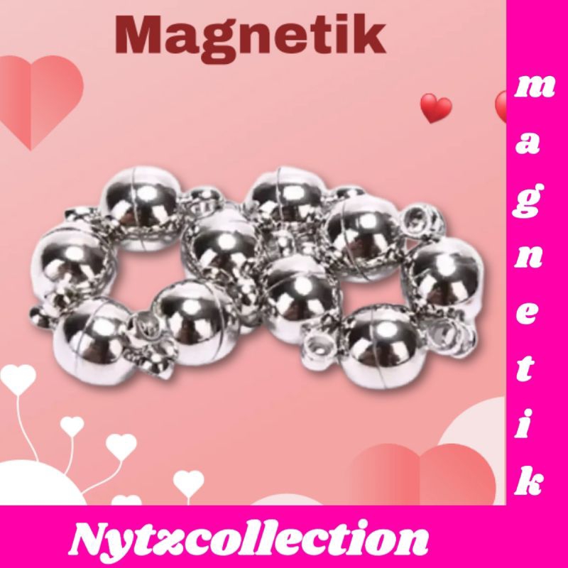 Sepasang Magnet Bulat 8mm Silver