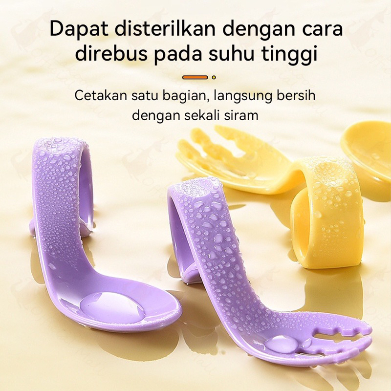 2pcs Sendok garpu anak bayi set Sendok makan anak belajar lucu Training Spoon Fork Stainless