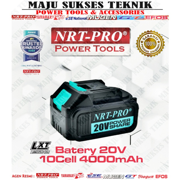 Baterai Mesin Bor Cordless Drill 10 CELL 4000mAh  20 V 20V Lithium Ion NRT-PRO " Korea Teknologi "