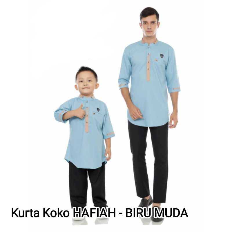 Baju Kemeja Kurta Qurta Khurta Koko Couple Ayah dan Anak Pria Laki Arab Muslim Lengan 3/4 Acara Pest