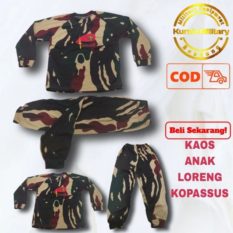 STELAN KAOS ANAK LORENG KOPASSUS | STELAN BAJU ANAKNLORRNG KOPASSUS