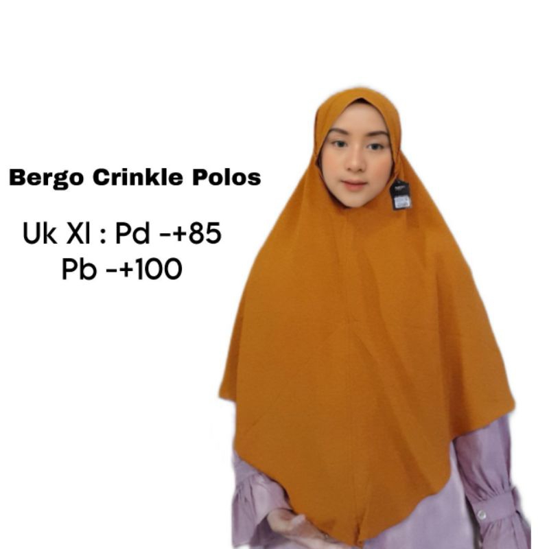 Jilbab Akrilik Kerudung Crinkle Airflow Bergo Hijab Khimar Size M, L, XL, &amp; XXL