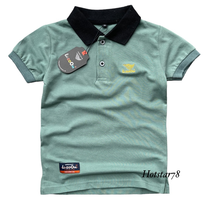 Kaos Anak Lacost Cotton Premium , Kaos Polo Anak ,Kaos Kerah Anak Warna Mineral Green hizoOM Original