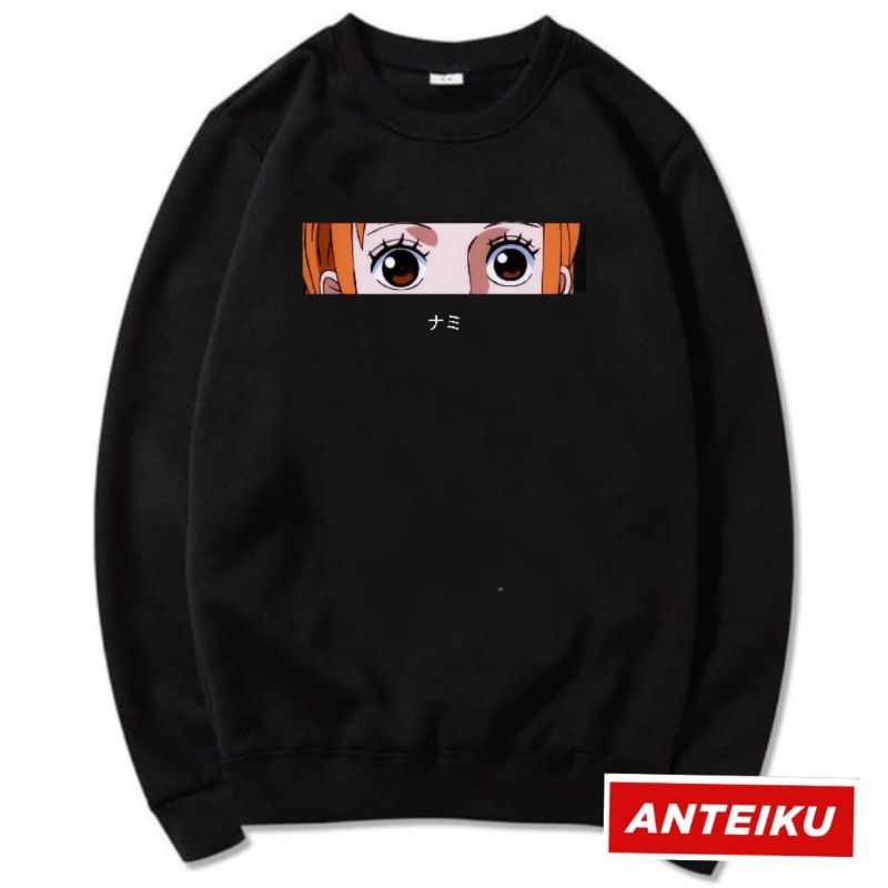 [Promo Sale] Crewneck Anime One Piece Roronoa Zoro Eye Fleece Pria Wanita L-XXL