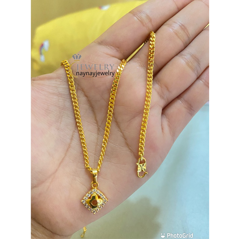 Kalung lempis + liontin warna 24k / uk 45cm