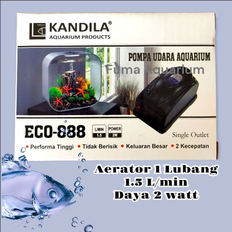 mesin aerator pompa gelembung KANDILA ECO 888, 1 Lubang mesin pompa udara aquarium