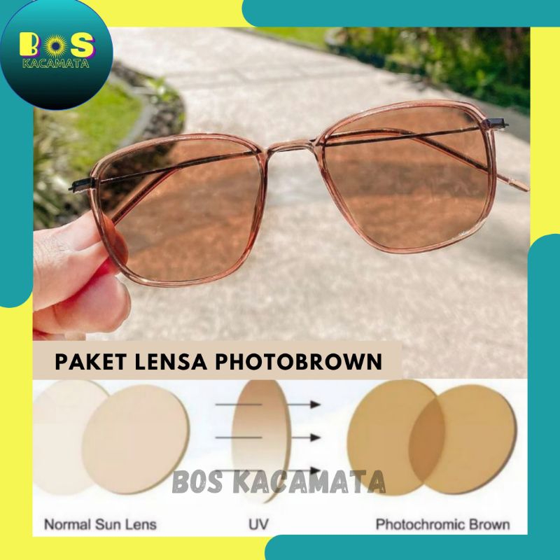 Bos.kacamata PAKET KACAMATA LENSA PHOTOBROWN ANTIRADIASI KODE 2189 | GRATIS MINUS
