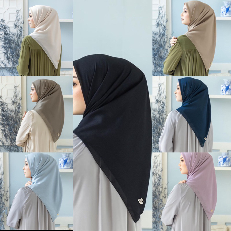 HL VOAL PLAIN SCARF X CUT SYIFA JILBAB SEGI EMPAT HEAVEN LIGHTS BLACK NAVY SEPIA OAT MISTY BLUE CHAR