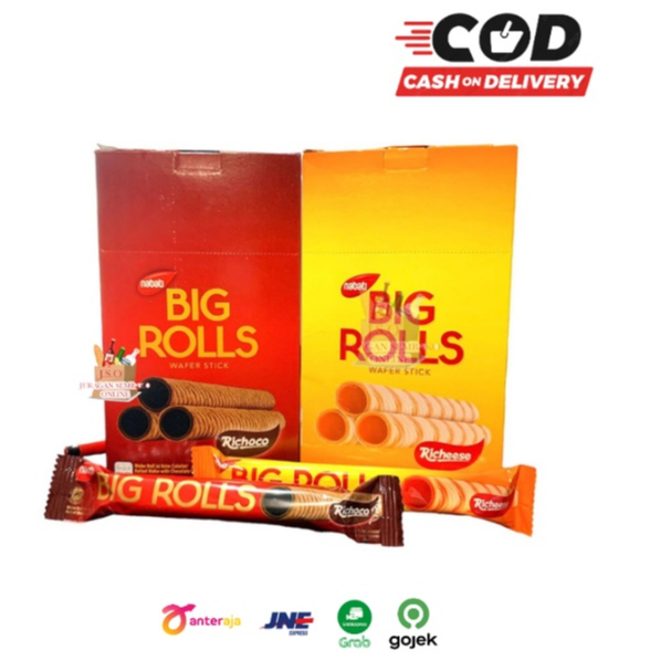 

(JSO) Nabati Big Rolls Box 20 pcs x 18gr Big Roll’s Cheese Chocolate Richeese Coklat Keju Snack Cemilan Anak