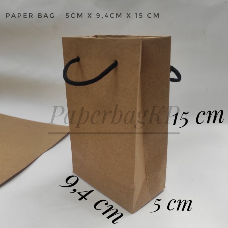 

Paperbag polos kecil l ukuran 5 x 9,4 x 15 | kertas kraft coklat 125gsm