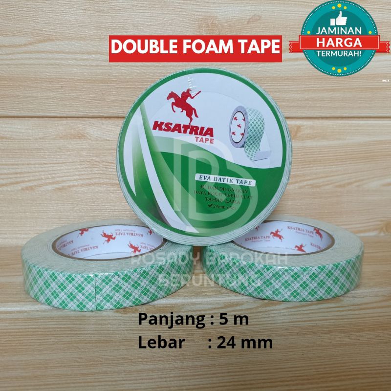 

LAKBAN OPP TAPE / ISOLASI EVA FOAM BATIK TAPE / DOUBLE TAPE BUSA PUTIH / 24mm X 5m