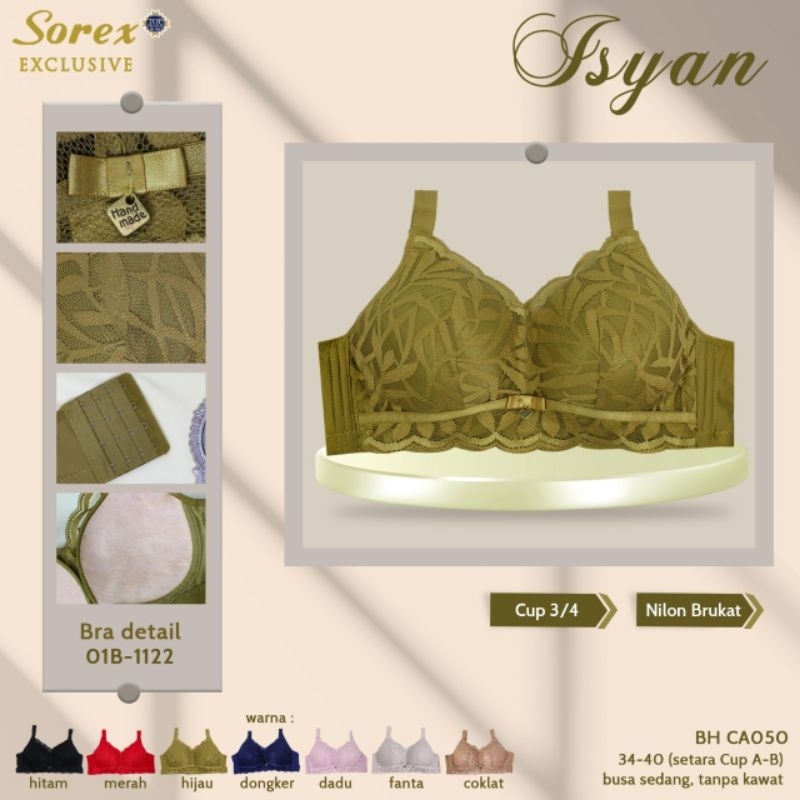 Sorex bra CA 050 BH renda premium tanpa kawat,busa  Isyan 34-40