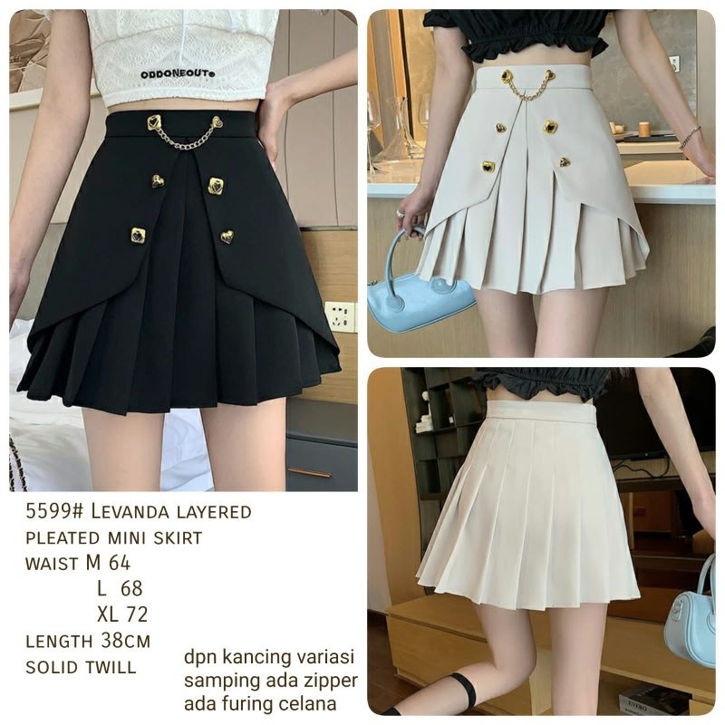 MDLV ~ 5599# Levanda Layered Pleated Mini Skirt Rok Korea Import