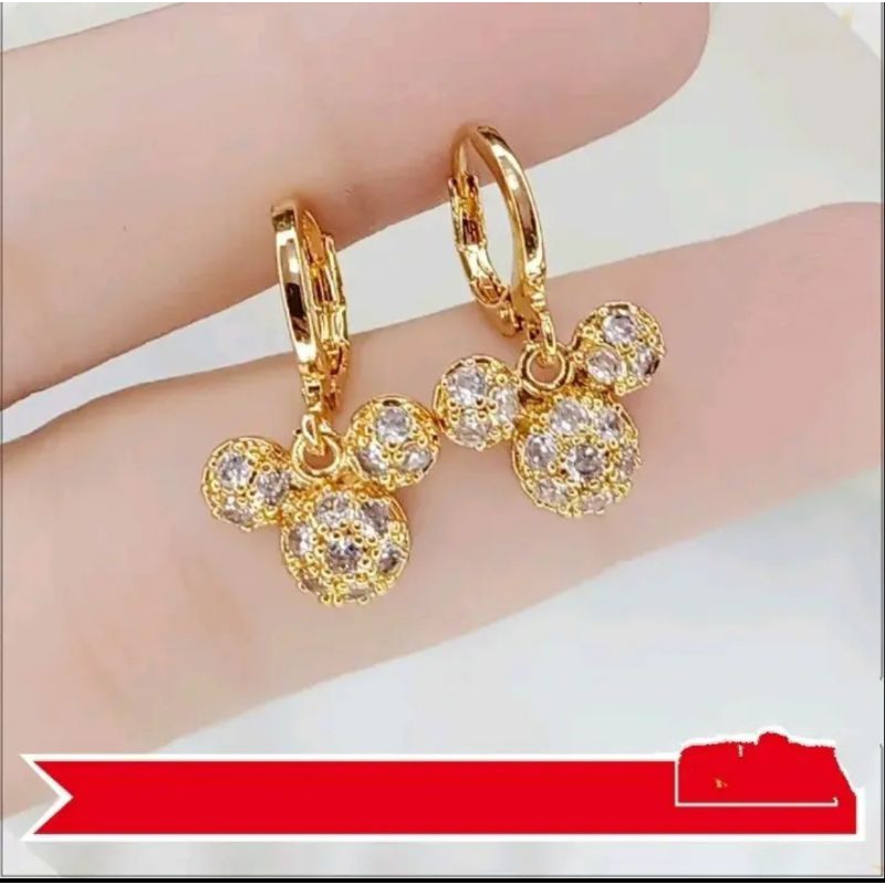 ANTING MICKEY MOUSE GOLD FULL PERMATA